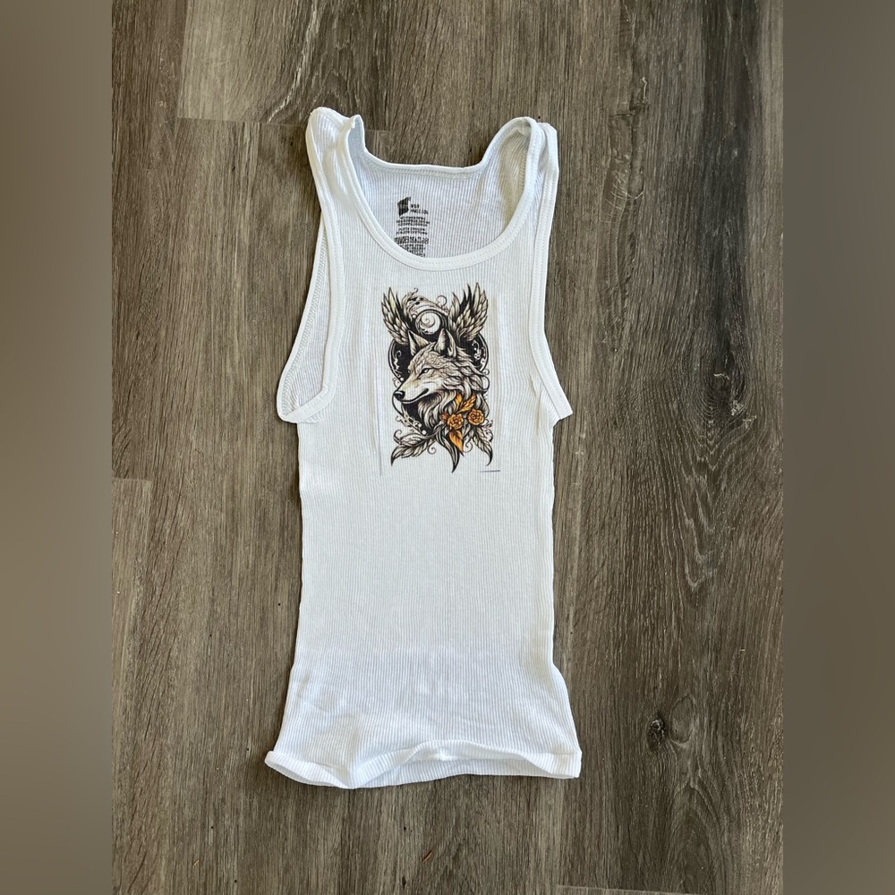 Wolf and phoenix white ribbed tank top size xs